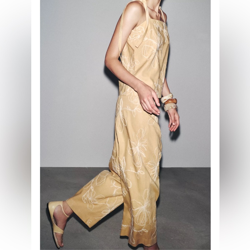 Zara ZW collection embroidered top & pants co-ord set